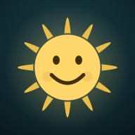 L'icône de SOLEIL : un soleil doré souriant